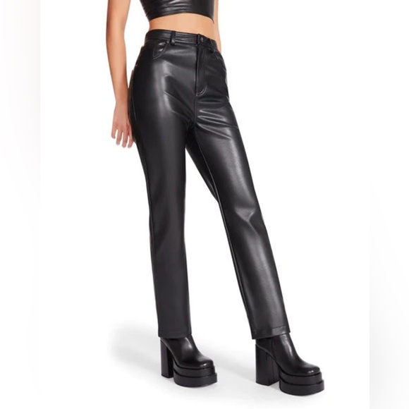 Steve Madden Pants - Steven Madden Faux Leather Black Pant High Waisted Goth Outfit